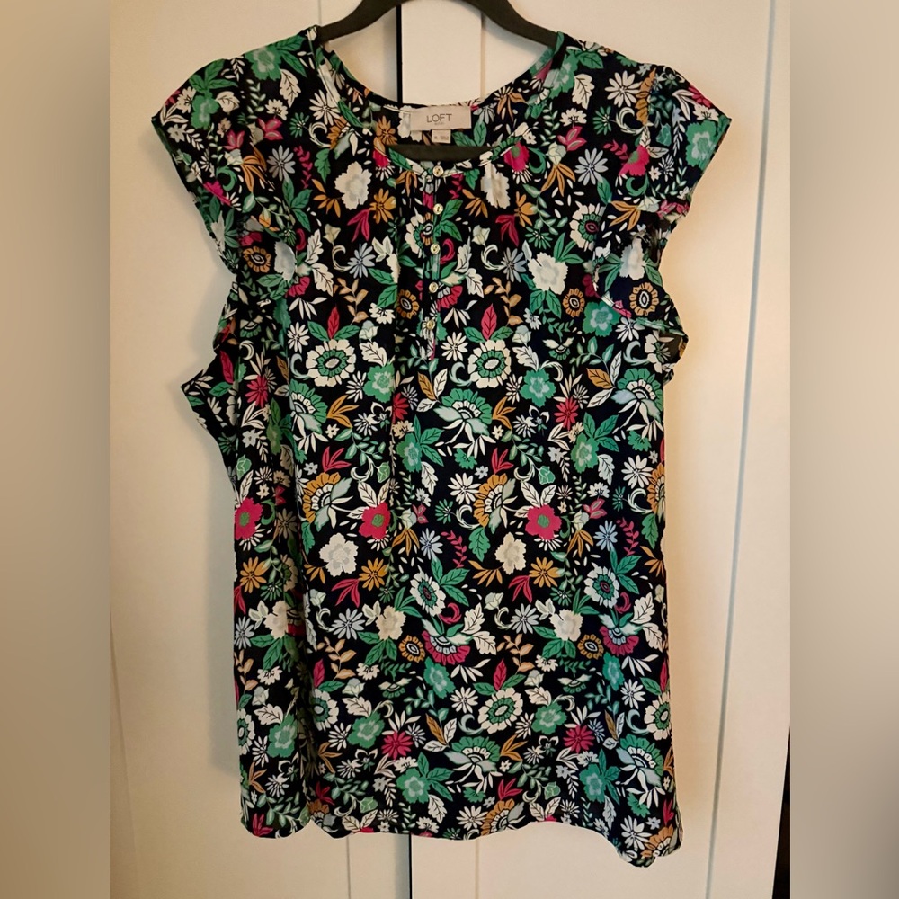 NWOT LOFT Multicolor Floral Blouse  Size XL